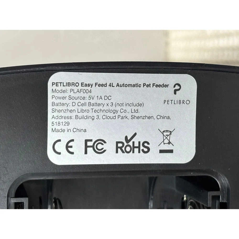 PETLIBRO Easy‎ Feed 4L Automatic Pet Feeder Black Tested Works Good Condition